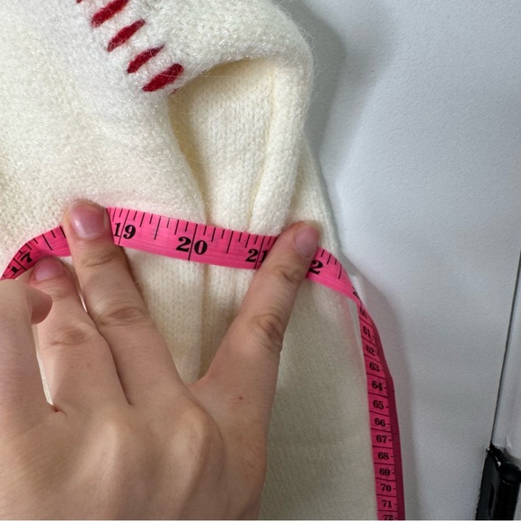 &merci Cream Button-Front Cardigan with Red Contrast Trim small - Picture 6 of 8